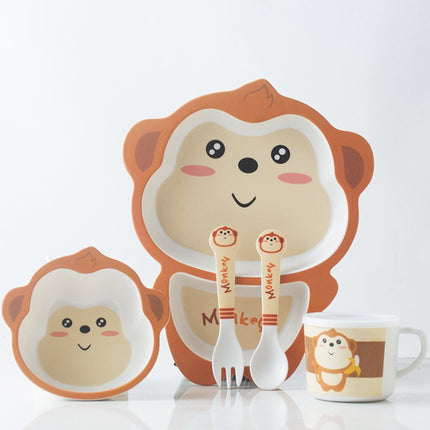 Bamboo Fiber Children Tableware Set Household Cute Cartoon Baby Food Supplement Plate Set