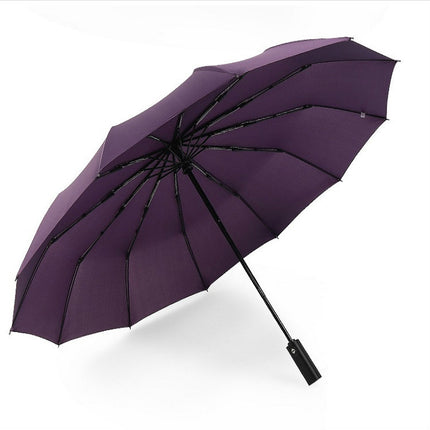 Extra Large Reinforced 12 Bone Automatic Double Folding Rain And Sunny Dual-use Umbrella Personality And Creativity - DealBuddy