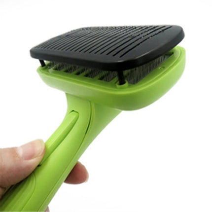 Pet Hair Removal Comb Automatic Hair Removal Brush Dog Hair Grooming Comb Cleaning Supplies, Green - DealBuddy