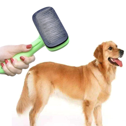 Pet Hair Removal Comb Automatic Hair Removal Brush Dog Hair Grooming Comb Cleaning Supplies, Green - DealBuddy
