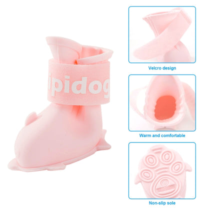 4 PCS/Set  Cartoon Dog Shoes Pet Silicone Waterproof Rain Boots, S, M, L - DealBuddy