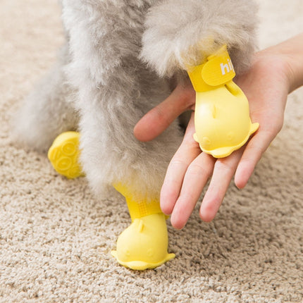 4 PCS/Set  Cartoon Dog Shoes Pet Silicone Waterproof Rain Boots, S, M, L - DealBuddy
