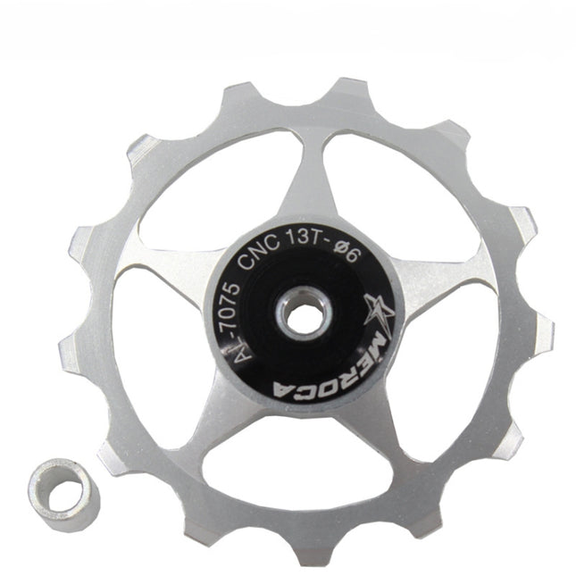 MEROCA Metal Bearings Mountain Bike Road Bike Rear Derailleur Guide Wheel 11T/13T Guide Wheel, 13T Silver, 11T Electroplating Colorful, 13T Electroplating Colorful