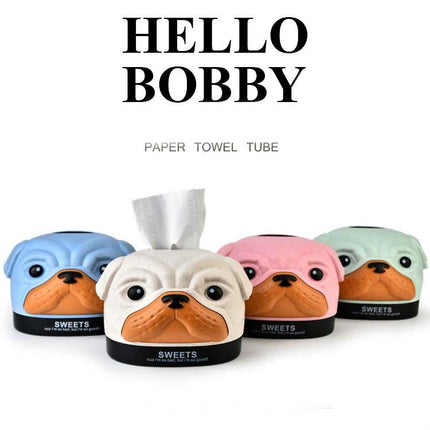Creative Wheat Bobbi Dog Tissue Box Living Room Bedroom Desktop Pumping Paper Roll Paper Storage Box
