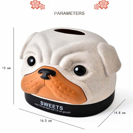 Creative Wheat Bobbi Dog Tissue Box Living Room Bedroom Desktop Pumping Paper Roll Paper Storage Box