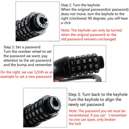 TONYON TY566 Bicycle Lock Five-digit Code Lock Mountain Bike Bar Wire Lock Single Rim Lock