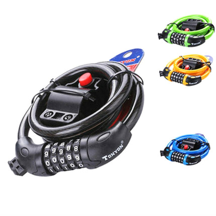 TONYON TY566 Bicycle Lock Five-digit Code Lock Mountain Bike Bar Wire Lock Single Rim Lock
