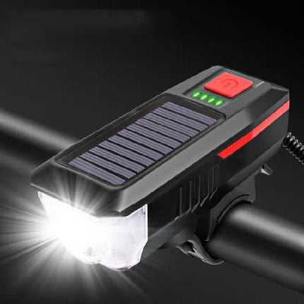 Bicycle Solar Headlight Horn Light Night Riding USB Charging Headlight Bicycle Glare Flashlight Equipment, Red, Green, Blue, Orange - DealBuddy