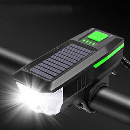 Bicycle Solar Headlight Horn Light Night Riding USB Charging Headlight Bicycle Glare Flashlight Equipment, Red, Green, Blue, Orange - DealBuddy