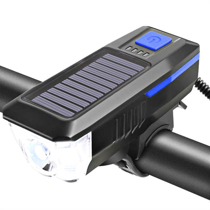 Bicycle Solar Headlight Horn Light Night Riding USB Charging Headlight Bicycle Glare Flashlight Equipment, Blue, Orange, Red, Green