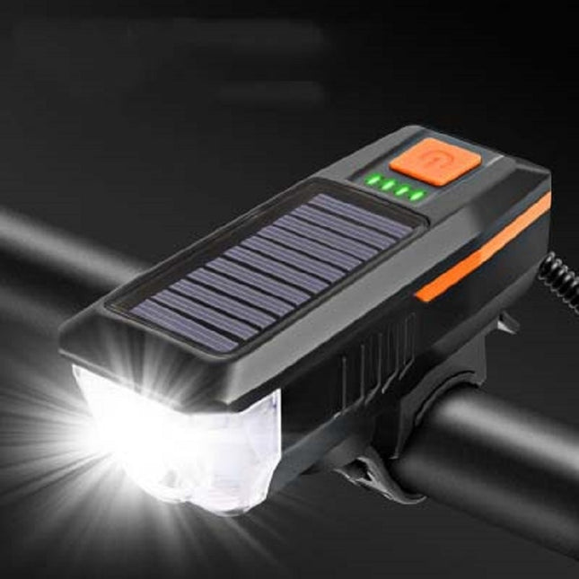 Bicycle Solar Headlight Horn Light Night Riding USB Charging Headlight Bicycle Glare Flashlight Equipment