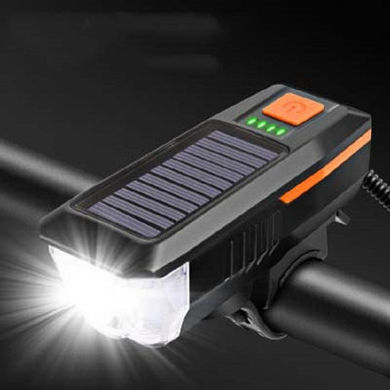 Bicycle Solar Headlight Horn Light Night Riding USB Charging Headlight Bicycle Glare Flashlight Equipment, Red, Green, Blue, Orange - DealBuddy