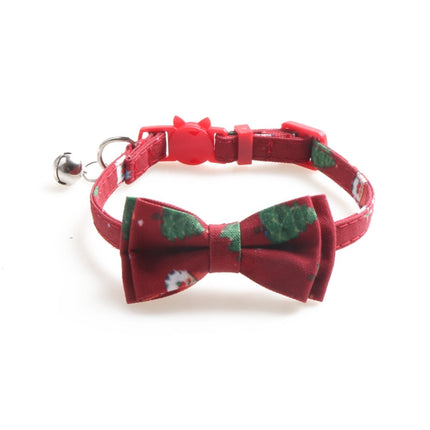 Christmas Snowman & Tree Pattern Pet Collar with Bells, With Bow, Without Bow - DealBuddy