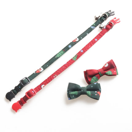 Christmas Snowman & Tree Pattern Pet Collar with Bells, With Bow, Without Bow - DealBuddy