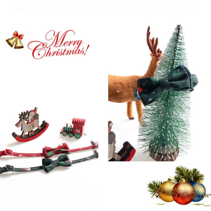 Christmas Snowman & Tree Pattern Pet Collar with Bells, With Bow, Without Bow - DealBuddy