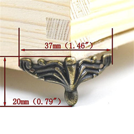10 PCS Antique Bronze Jewelry Gift Box Wood Case Decorative Feet Leg Corner Protector