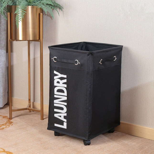 Bathroom Oxford Waterproof Dirty Clothes Laundry Foldable Storage Basket Hamper with Wheels