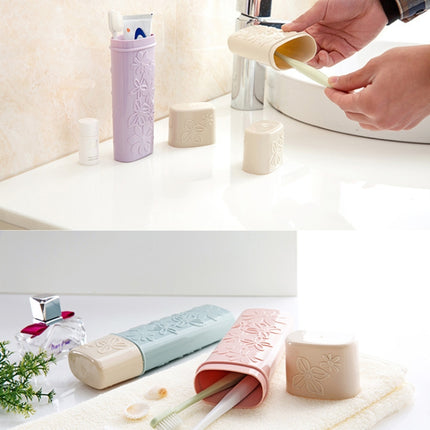 Portable Flower Carved Toothbrush Holder Outdoor Toothrush Cap Case Toothpaste Storage Box Wash Cup