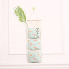 Cotton Linen Hanging Storage Bag 3 Pockets Wall Mounted Wardrobe Hang Bag Wall Pouch Cosmetic Toys Organizer