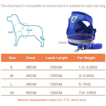 Adjustable Polyester Mesh Reflective Vest Lead Leash for Pet Dog, S, M, L, XL - DealBuddy