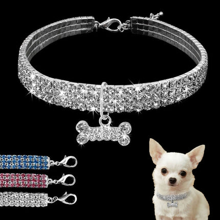 Bling Rhinestone Dog Collar Crystal Puppy Chihuahua Pet Dog Collars Leash For Small Dogs Mascotas Accessories, L, M, S - DealBuddy