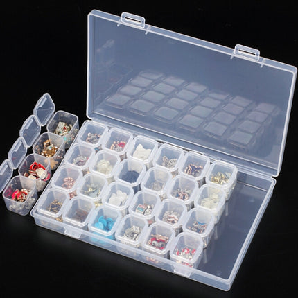 28 Slots Manicure Tool Storage Box Dustproof Independent Compartment Mini Drill Box Jewelry Box PP Pill Box