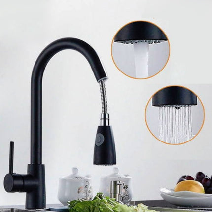 Kitchen Pull-out Faucet Hot And Cold Home 304 Stainless Steel Retractable Rotating Faucet