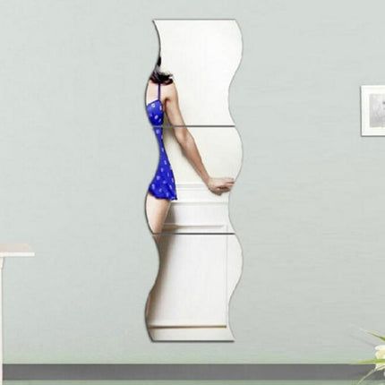 Wall Mirror Acrylic DIY Wave Style Removable Glass Sticker Makeup Mirror Home Bedroom Decorative