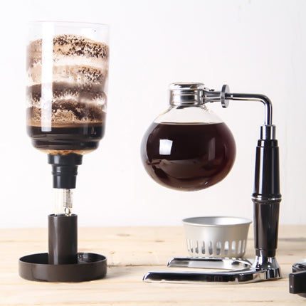 Classic Siphon Coffee Pot Black Handle Glass Syphon Pot for 5 People, Size:37.5x11.3cm
