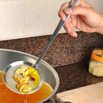 2 PCS Kitchen Stainless Steel Mesh Skimmer Vegetable Residue Oil Mesh Colander Strainer, Size: 19x7.3x6.2cm