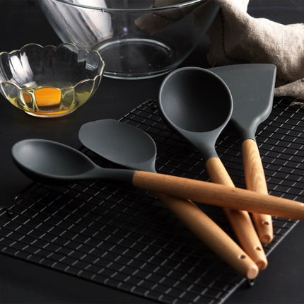 Silicone Wood Handle Spatula Heat-resistant Soup Spoon Non-stick Special Cooking Shovel Kitchen Tools