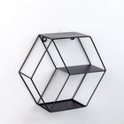 Hanging Wrought Iron Hexagonal Grid Wall Shelf Home Decoration