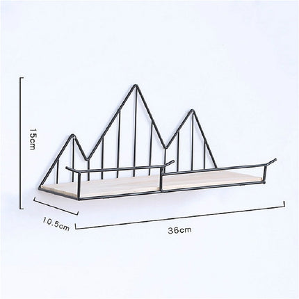 Wrought Iron Wooden Slotted Clapboard Shelf Home Decoration Wall Rack