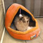 Pet Dog Cat  Warm Soft Bed Pet Cushion Dog Kennel Cat Castle Foldable Puppy House with Toy Ball, S, M, L - DealBuddy