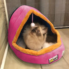 Pet Dog Cat  Warm Soft Bed Pet Cushion Dog Kennel Cat Castle Foldable Puppy House with Toy Ball, S, M, L - DealBuddy