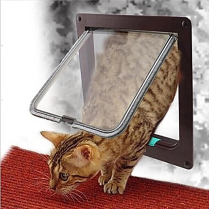 Pet Door 4 Ways Lockable Security Flap Door for Dog Cat Kitten Wall Mount Door Animal Small Pet Cat Dog Gate Door, S, M, L - DealBuddy