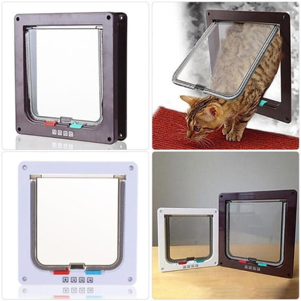 Pet Door 4 Ways Lockable Security Flap Door for Dog Cat Kitten Wall Mount Door Animal Small Pet Cat Dog Gate Door, S, M, L - DealBuddy