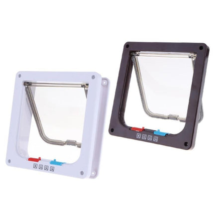 Pet Door 4 Ways Lockable Security Flap Door for Dog Cat Kitten Wall Mount Door Animal Small Pet Cat Dog Gate Door, S, M, L - DealBuddy