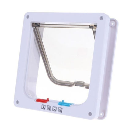Pet Door 4 Ways Lockable Security Flap Door for Dog Cat Kitten Wall Mount Door Animal Small Pet Cat Dog Gate Door, S, M, L - DealBuddy