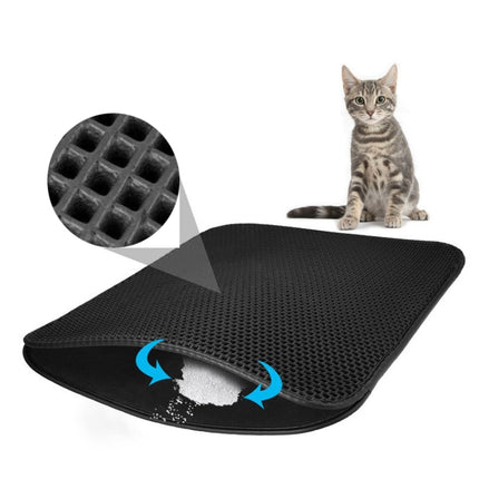 Waterproof Pet Cat Litter Mat EVA Double Layer Cat Litter Trapping Pets Mat Pad Bottom Non-slip Pet Litter Cat Mat, L, M, XS - DealBuddy