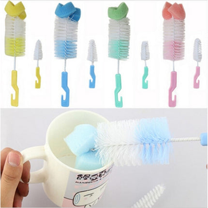 2 Sets Baby Nipple Milk Bottle Cup 360 Degree Sponge Cleaner Pacifier Brush, Random Color Delivery