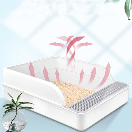 Cat Litter Box Semi-closed Square Feces Basin Pet Toilet, Small, Large, Large  Pink, Large  Gray - DealBuddy