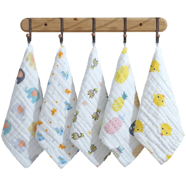 Six-Layer Gauze Cotton Baby Square Handkerchief Saliva Towel Styles Random Delivery
