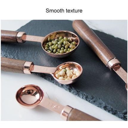 Walnut Handle Copper-Plated Kitchen Baking Tools Bartender Scale Measuring Set