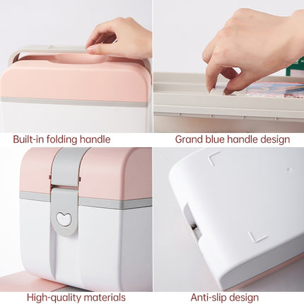 Multifunctional Household Dustproof Family Safety Emergency Storage Box Double-layer Medicine Case, S, L
