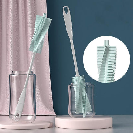 Silicone Baby Bottle Long Handle Cup Cleaning Brush 360 Degree Rotating Bottle Brush, Green, Pink, Light Blue - DealBuddy