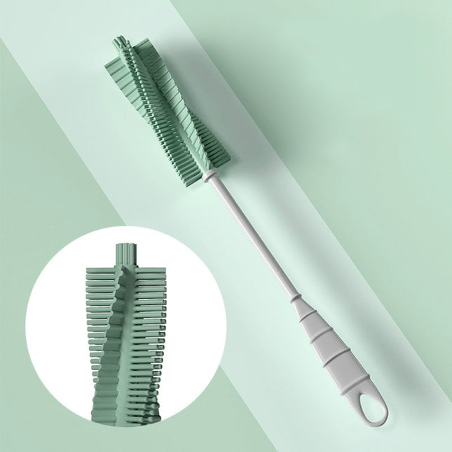 Silicone Baby Bottle Long Handle Cup Cleaning Brush 360 Degree Rotating Bottle Brush, Green, Pink, Light Blue - DealBuddy