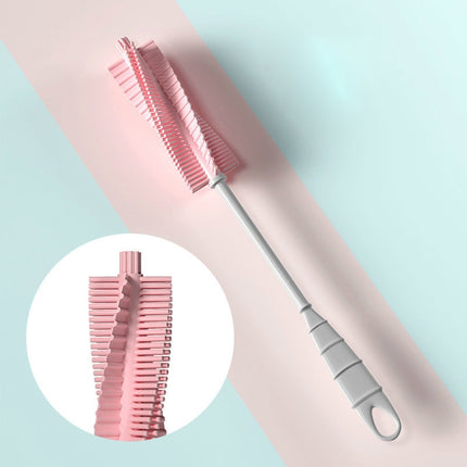 Silicone Baby Bottle Long Handle Cup Cleaning Brush 360 Degree Rotating Bottle Brush, Green, Pink, Light Blue - DealBuddy