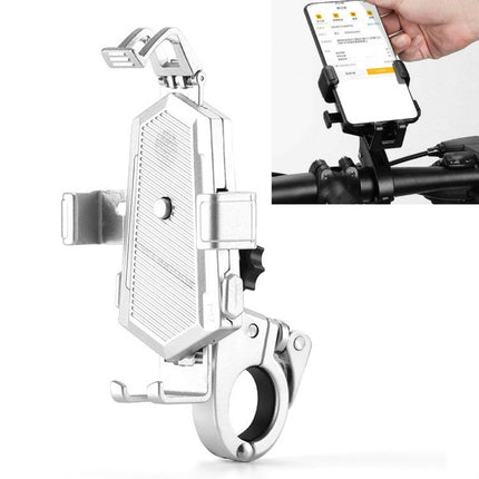 Bicycle Mobile Phone Holder Can Rotate And Adjust Fixed Aluminum Alloy Bracket Automatic Grab Bracket, Handlebar Installation, Rearview Mirror Installation - DealBuddy