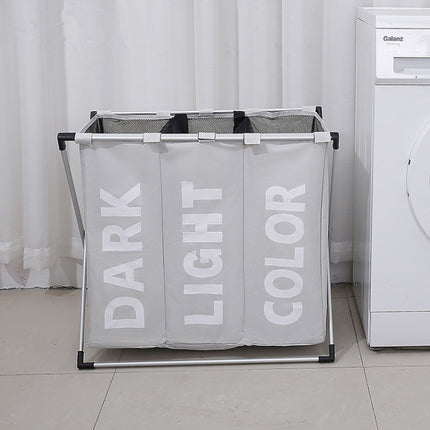 Collapsible Three Grid Dirty Clothes Laundry Hamper Organizer Home Storage Basket, 3 Grid